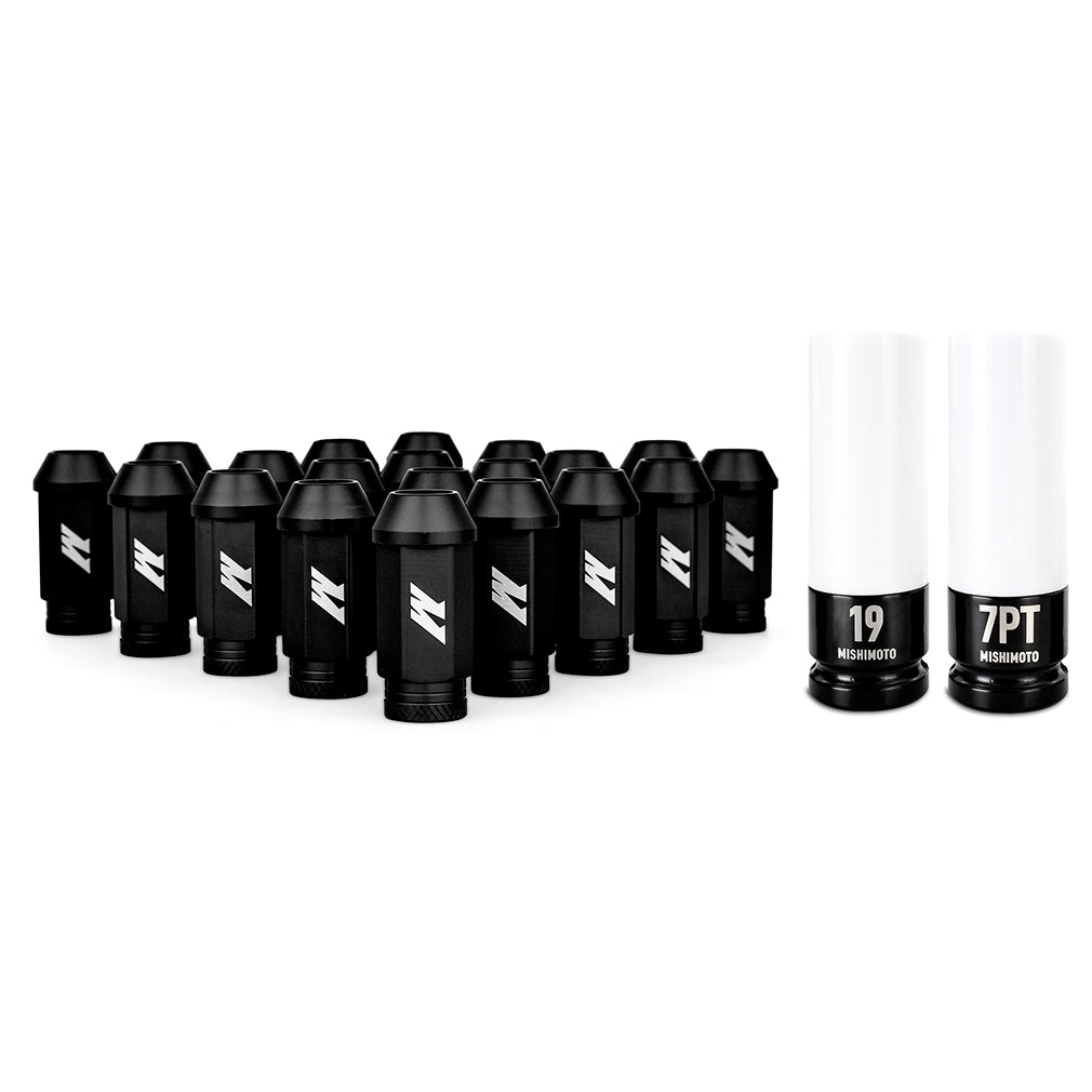 Aluminum Locking Lug Nuts M12x1.25, 20pc Set, Black