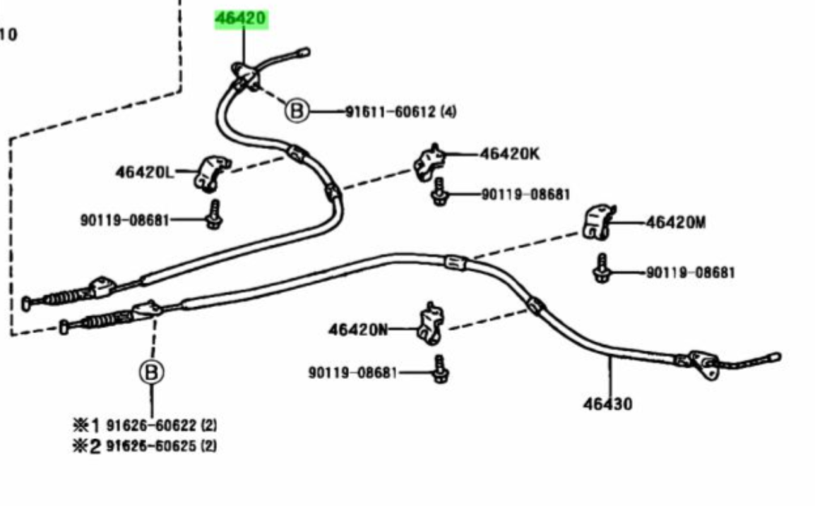 Lexus IS200/IS300/Altezza Hand Brake Cables