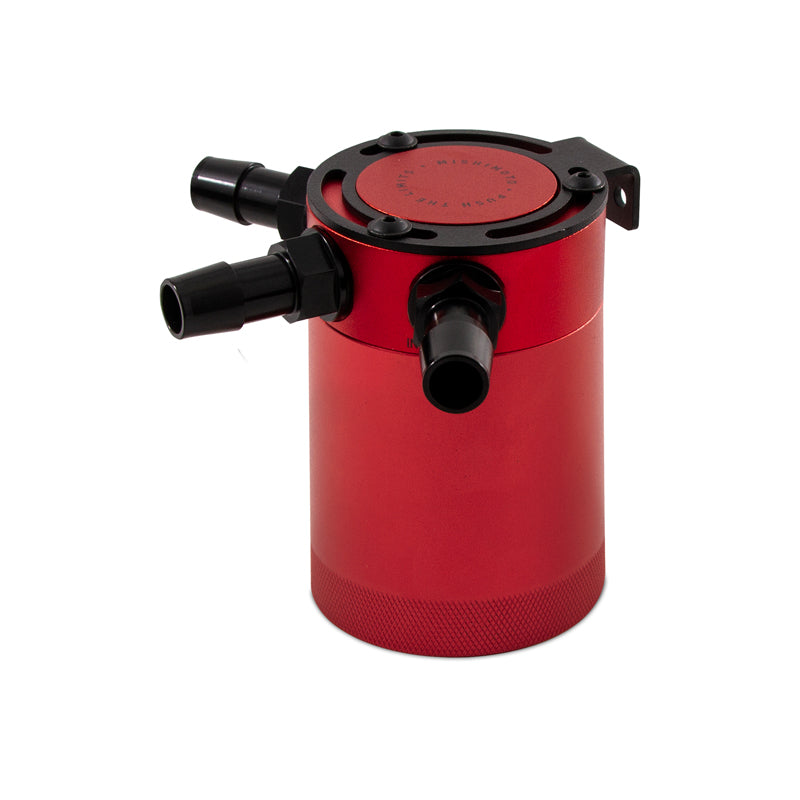 Universal Compact Baffled Oil Catch Can Kit, 3-Port, Red