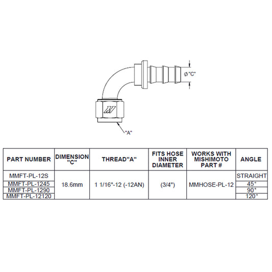 45-Degree Push Lock Fitting, -12AN