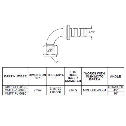 45-Degree Push Lock Fitting, -4AN