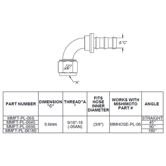 45-Degree Push Lock Fitting, -6AN