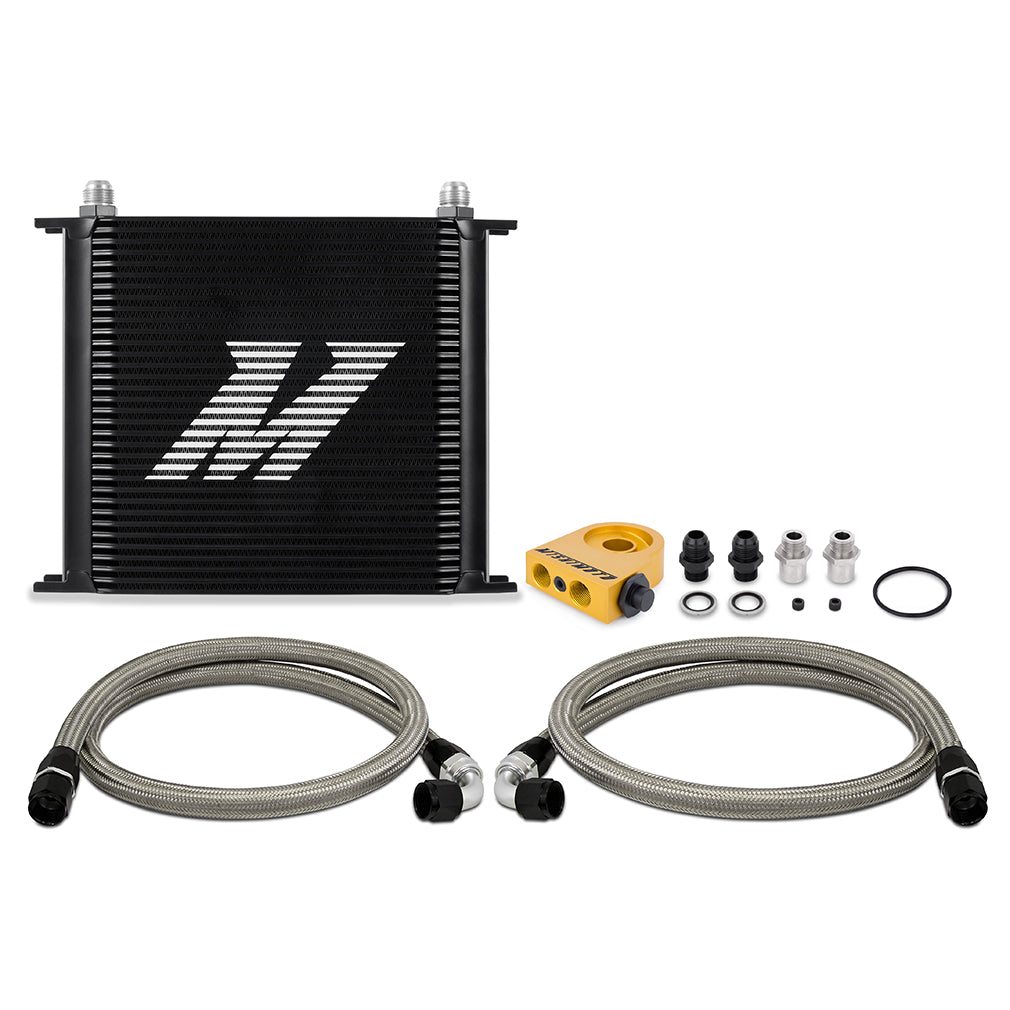Universal Thermostatic Oil Cooler Kit, 34-Row, Black