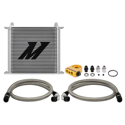 Universal Thermostatic Oil Cooler Kit, 34-Row, Silver
