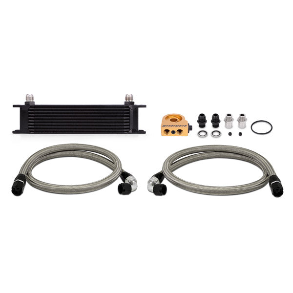Universal 10 Row Thermostatic Oil Cooler Kit, Black