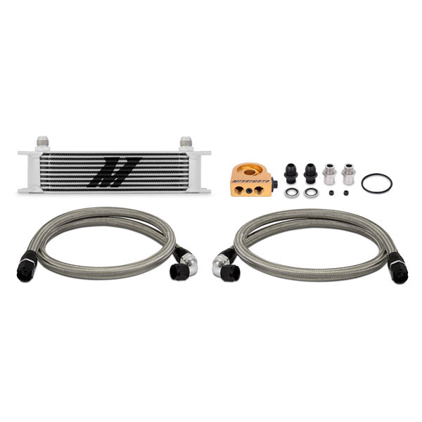 Universal 10 Row Thermostatic Oil Cooler Kit, Silver