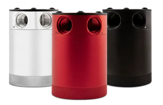 Universal Compact Baffled Oil Catch Can Kit, 3-Port, Red